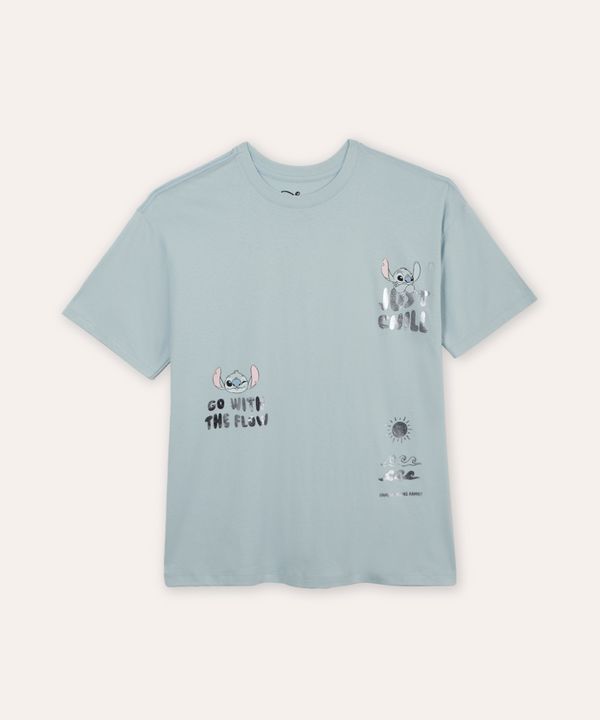 camiseta oversized juvenil stitch azul 16