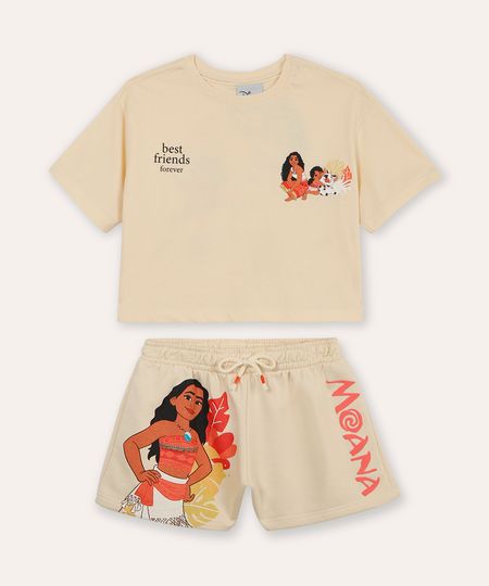 conjunto infantil de algodão moana e simea bege 4