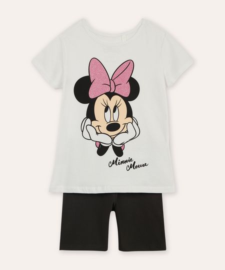 conjunto infantil curto minnie off white 4