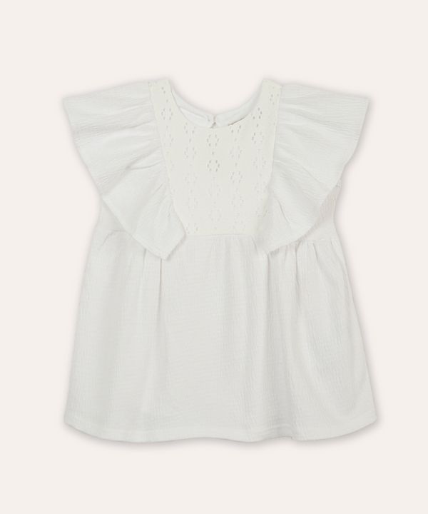 bata infantil com laise e babado off white 5
