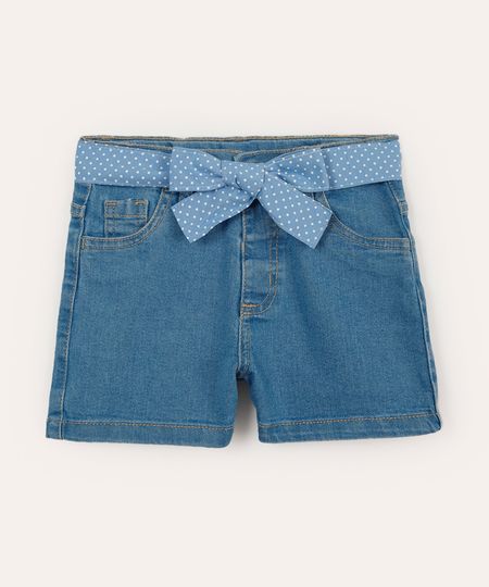 short jeans infantil com faixa azul 1