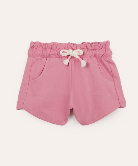 short clochard infantil de moletinho rosa 3