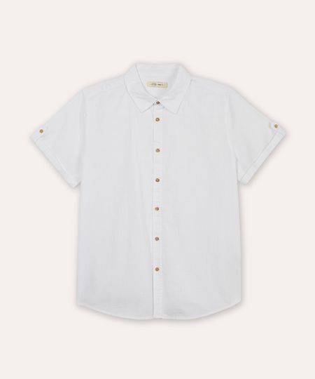 camisa de algodão juvenil manga curta off white 12