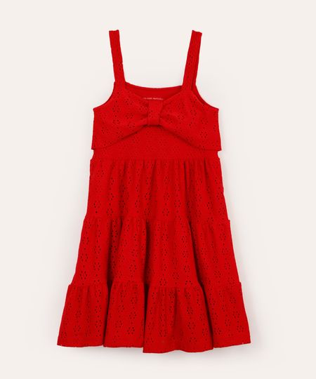 vestido de laise infantil floral vermelho 10