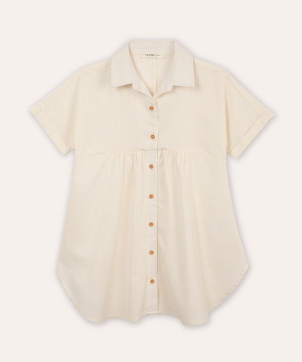 vestido chemise infantil com linho off white 10
