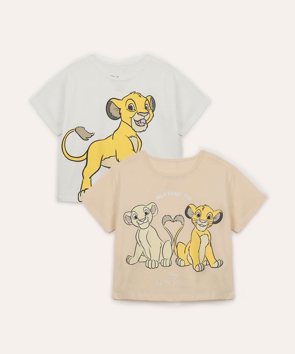 kit de 2 camisetas infantis o rei leão colorido 8