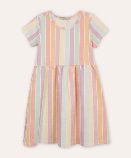 vestido de algodão infantil listrado colorido 4 vestido de algodão infantil listrado colorido 4