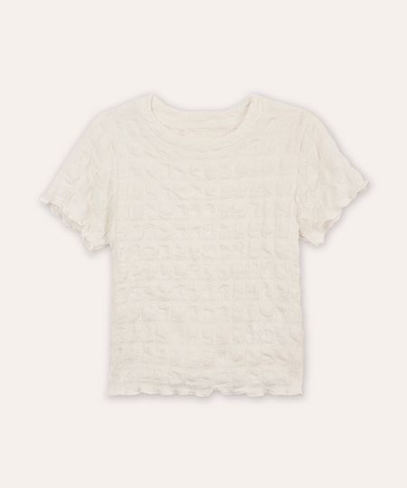 blusa infantil texturizada com frufru off white 6