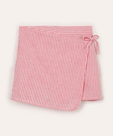 short saia infantil de algodão listrado vermelho 4