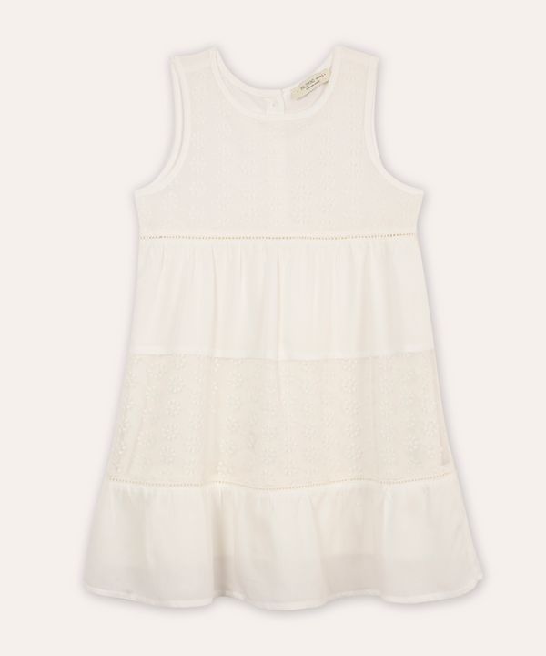 vestido midi infantil com recortes floral off white 12
