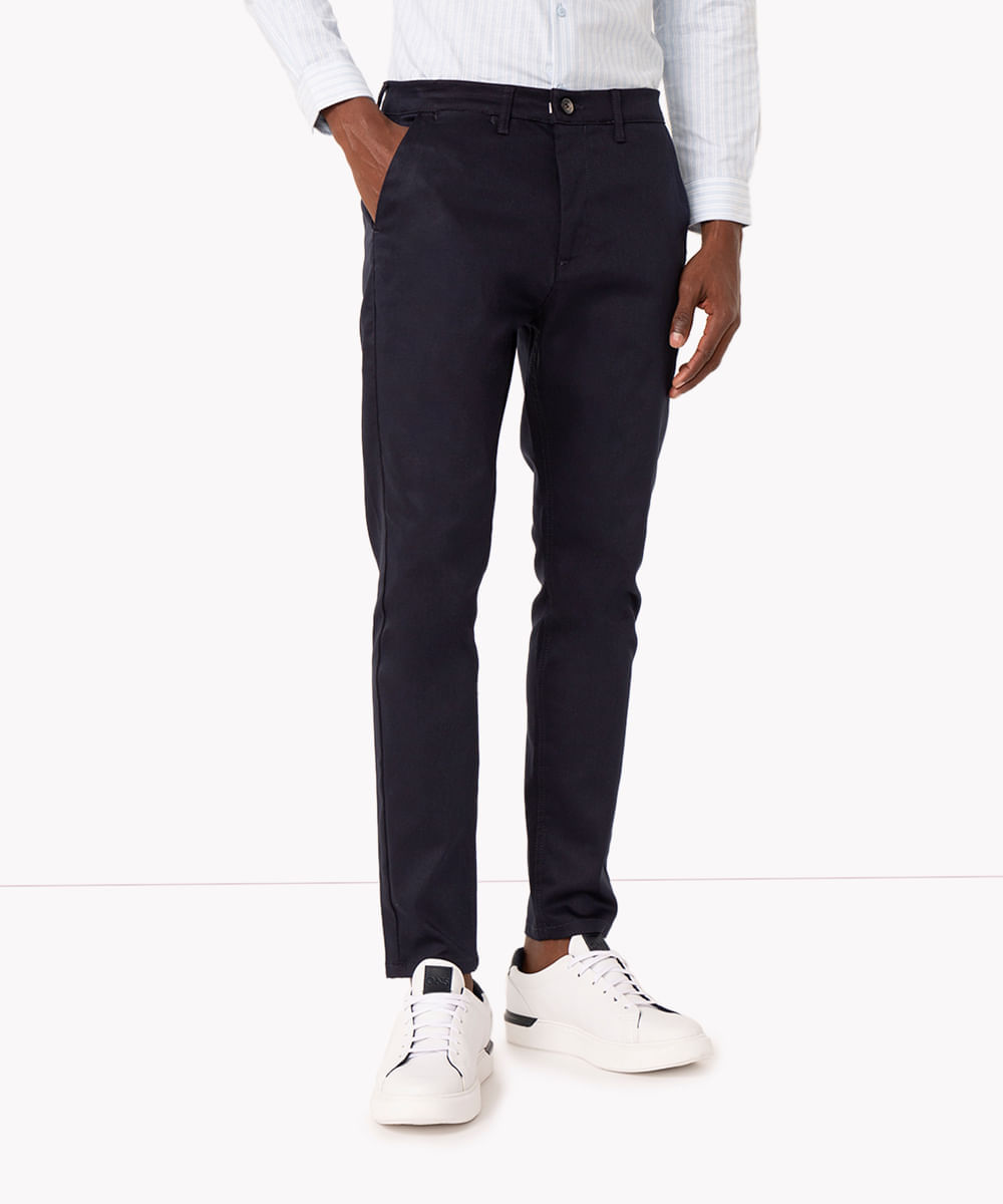 calça chino carrot de alfaiataria masculina azul