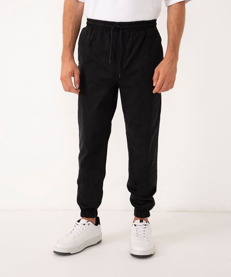 calça jogger slim de sarja amaciada com bolsos preto 36 calça jogger slim de sarja amaciada com bolsos preto 36