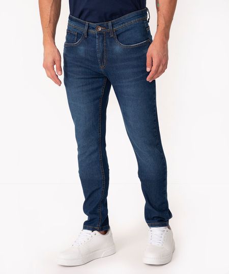 calça jeans skinny com bolsos azul escuro 38