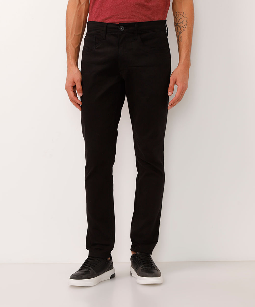 calça slim comfort masculina de sarja preto