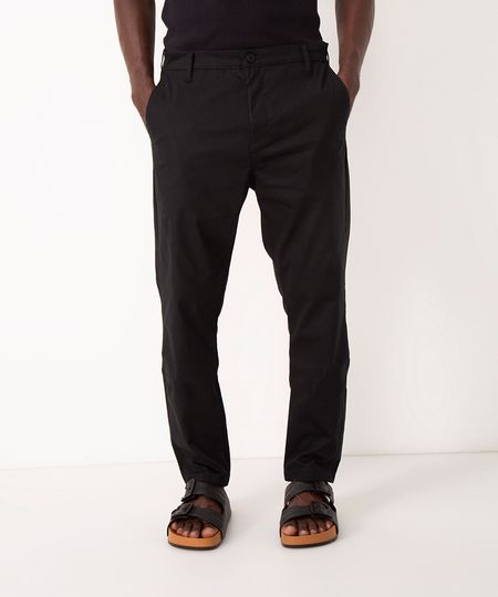 calça chino carrot de sarja masculina preta 38