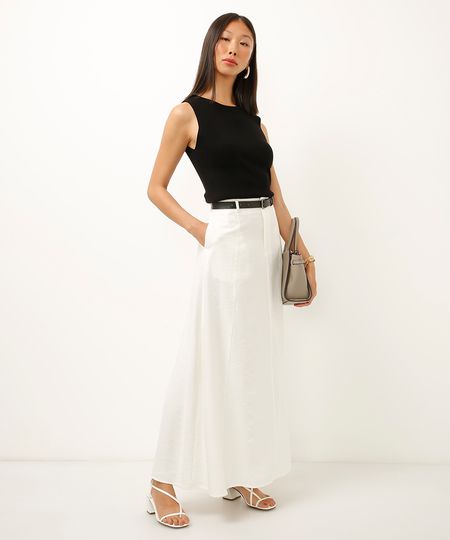 saia longa com cinto off white 38 saia longa com cinto off white 38