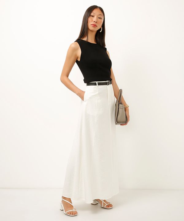 saia longa com cinto off white 46
