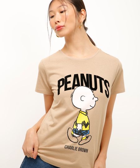 camiseta de algodão peanuts bege PP camiseta de algodão peanuts bege PP