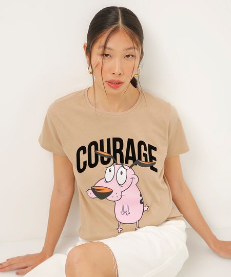 camiseta de algodão coragem bege PP