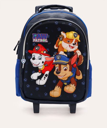 mochila de rodinha infantil patrulha canina azul UNICO