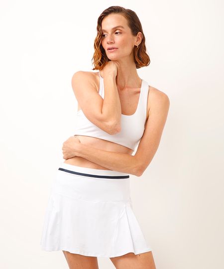 short saia esportivo ace com pregas branco P