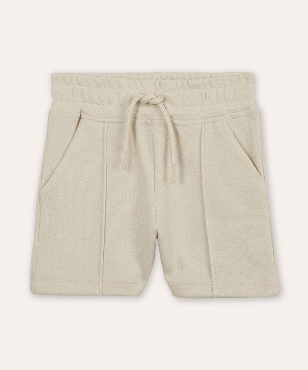 bermuda infantil texturizada com bolsos bege