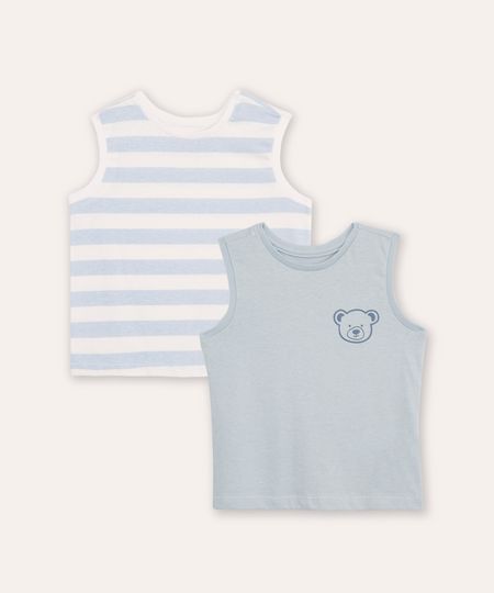 kit de 2 regatas infantis de algodão azul 3
