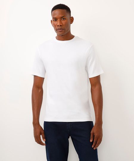 camiseta de algodão canelada manga curta branca G camiseta de algodão canelada manga curta branca G