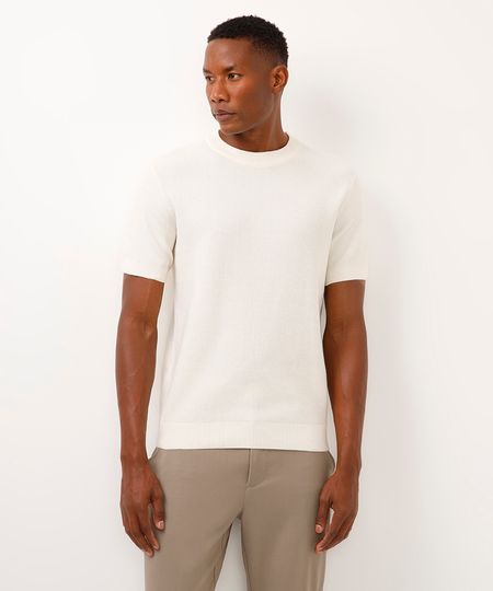 camiseta de tricot manga curta - off white GG camiseta de tricot manga curta - off white GG