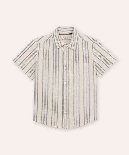 camisa infantil de algodão listrada - branco 6