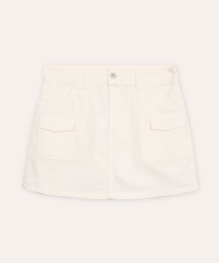 short saia juvenil de sarja cargo off white 14 short saia juvenil de sarja cargo off white 14