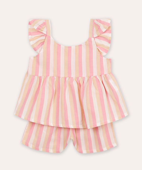 conjunto infantil de viscose listrado bege 2