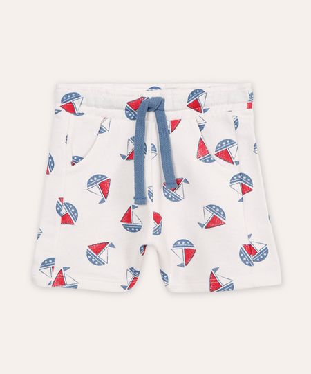 short de algodão infantil barquinho off white 1