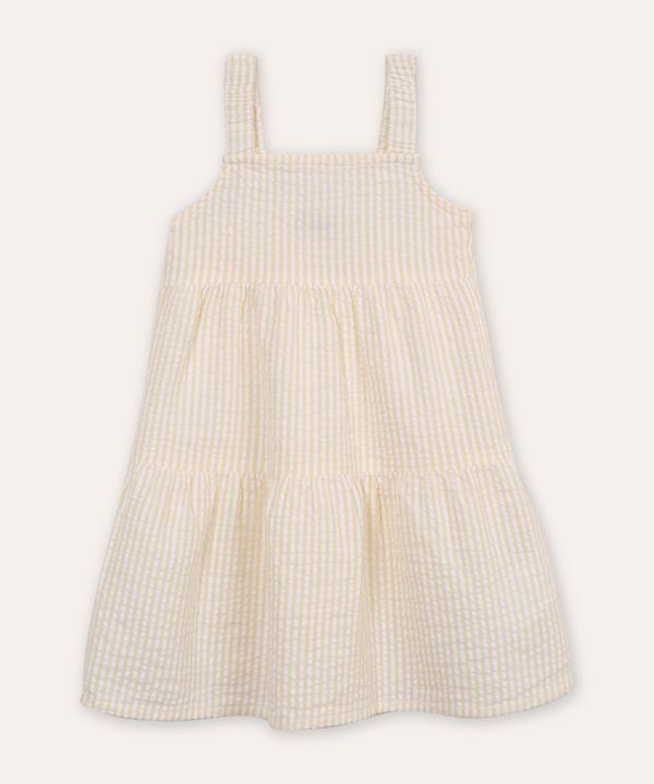 vestido infantil listrado e texturizado amarelo 1