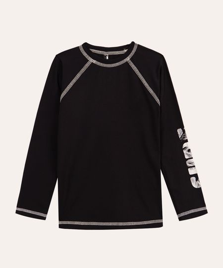 camiseta infantil manga longa proteção uv preta 10