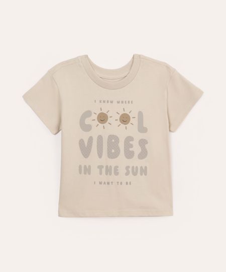 camiseta de algodão infantil cool vibes in the sun bege 2