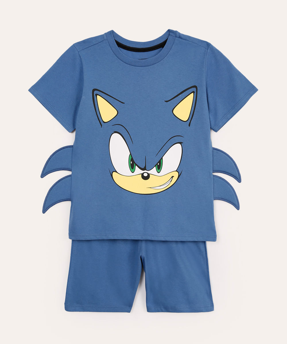pijama infantil de algodão sonic azul