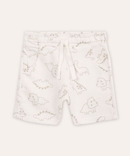 short de algodão infantil dinossauro branco 5