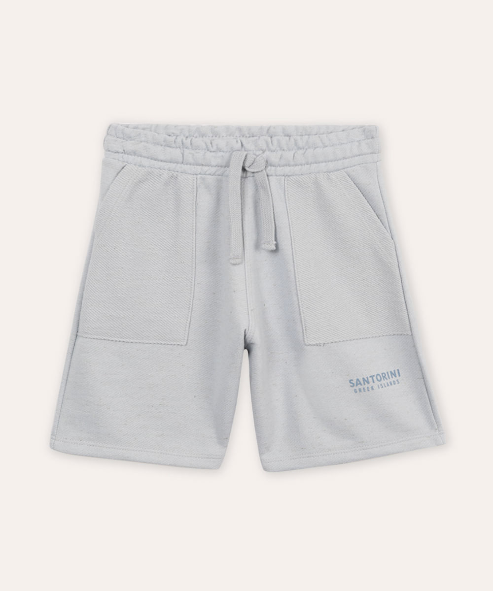 bermuda reta com linho infantil azul