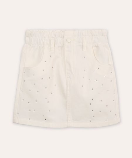 saia reta infantil de sarja com brilhos off white 8 saia reta infantil de sarja com brilhos off white 8