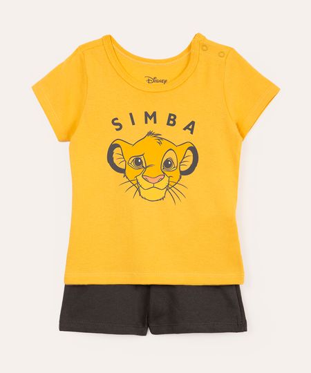 conjunto infantil curto simba amarelo 3-6