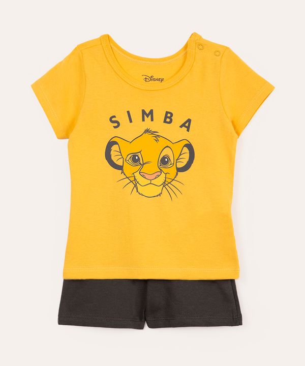 conjunto infantil curto simba amarelo 0-3