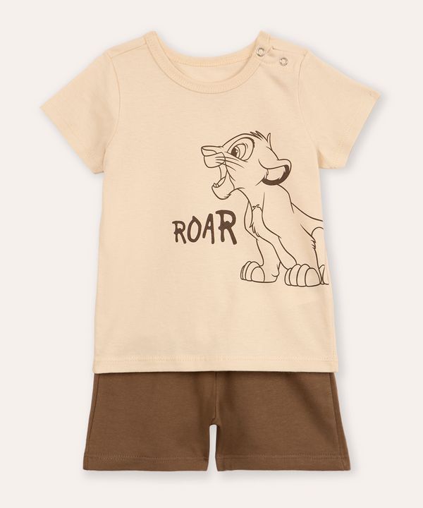 conjunto infantil curto simba bege 12-18