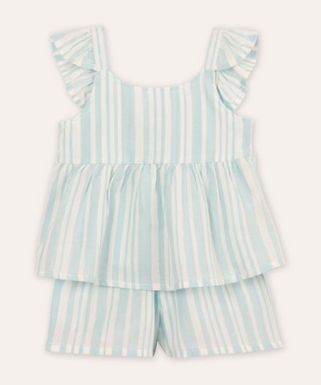 conjunto infantil curto com lurex listrado azul 1