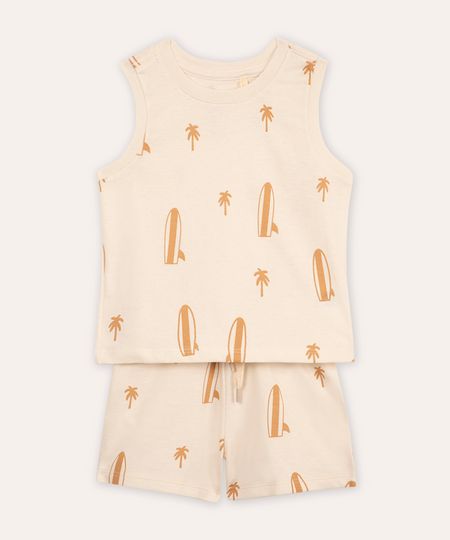 conjunto infantil curto praiano bege 2