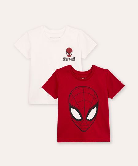 kit de 2 camisetas infantis homem aranha colorida 4