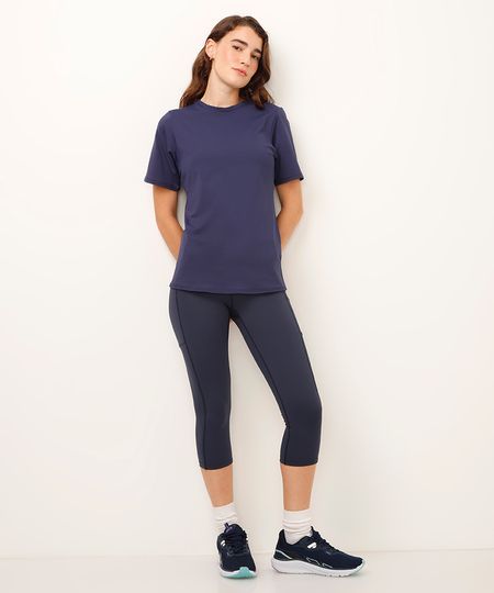 legging corsário esportiva ace com bolsos azul M