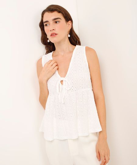 regata de laise com amarração off white PP