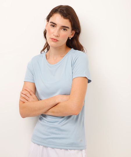 blusa básica manga curta esportiva ace preta - azul claro G