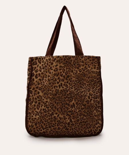 bolsa shopper animal print marrom UNICO